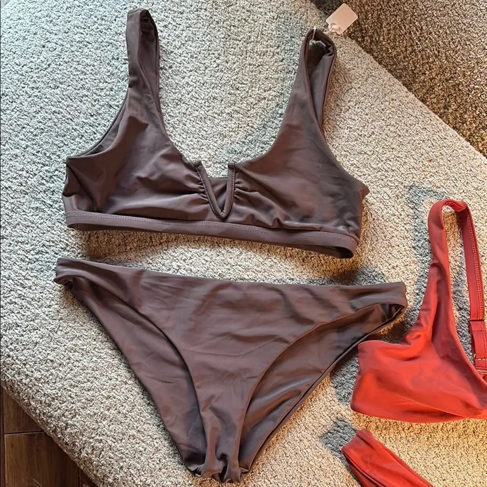 Stylish Women's Swimwear Set -burnt orange and mauve